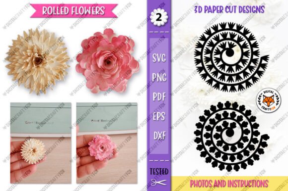 3D Rolled Flower SVG for Paper Crafts