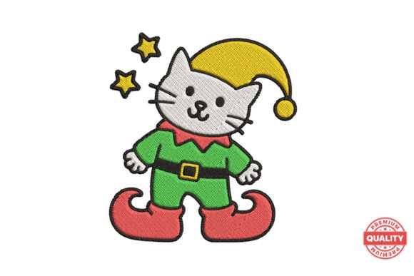 Christmas Cat Elf: Elevate Your Holiday Embroidery Projects