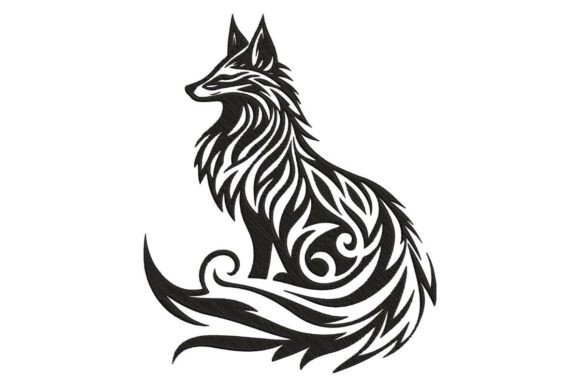Elegant Fox: A Tribal Tattoo Masterpiece