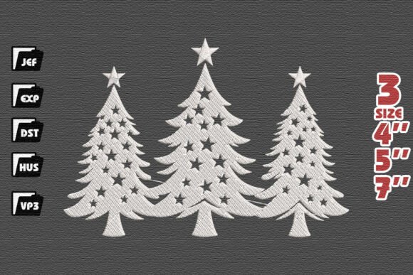 Elegant White Christmas Tree Trio Embroidery Design: A Modern Approach to Timeless Holiday Decor