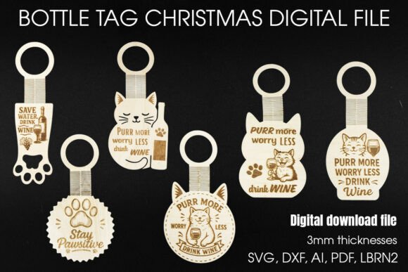 Evaluating the Cat Wine Bottle Tags SVG Bundle for Laser Crafters