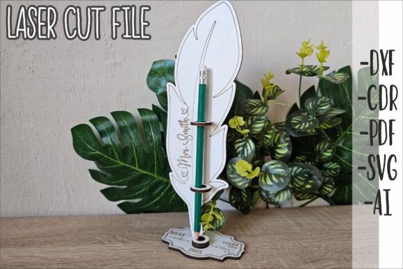 Feather Pen Holder SVG for Laser Cutting