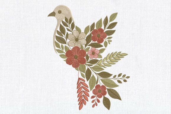 Floral Boho Pigeon: Bringing Whimsical Nature to Your Embroidery Projects