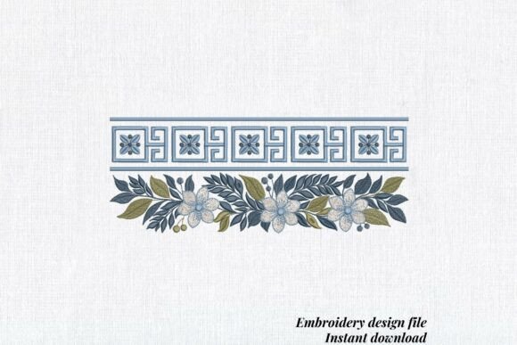 Greek Floral Border Meander: A Timeless Embroidery Design for Modern Textiles