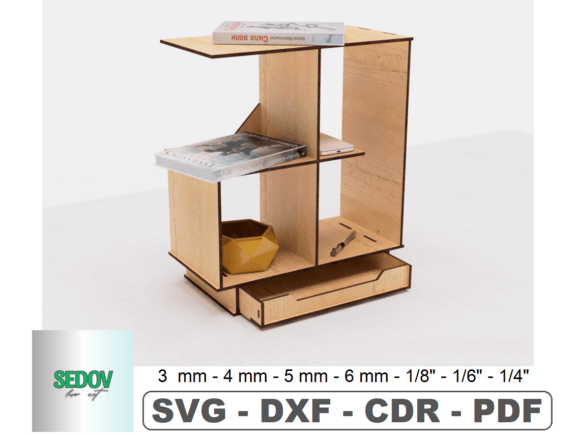 Laser Cut Bookshelf with Drawer